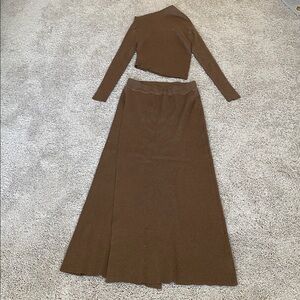 Commense Brown Maxi Knit Skirt